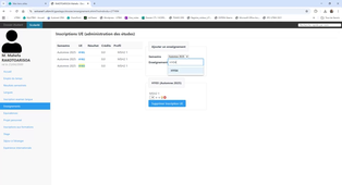 Inscrire un stagiaire Sbarro ou MSH2 dans des UE